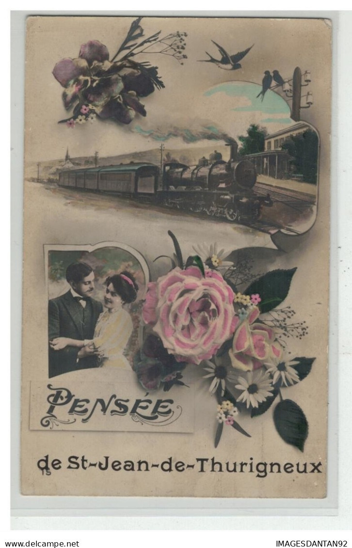 01 SAINT JEAN DE THURIGNEUX UNE PENSEE DE ..... FANTAISIE TRAIN ROSES - Unclassified