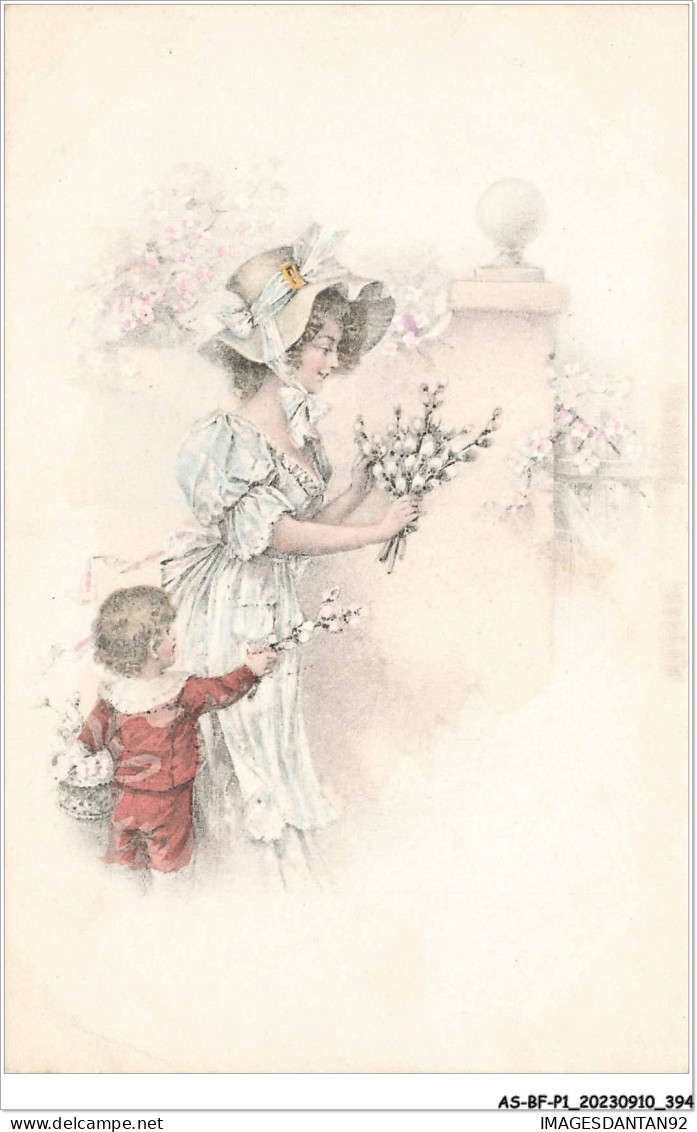 AS#BFP1-0198 - FANTAISIE - Garçon Et Jeune Femme Cueillant Des Fleurs - Mujeres