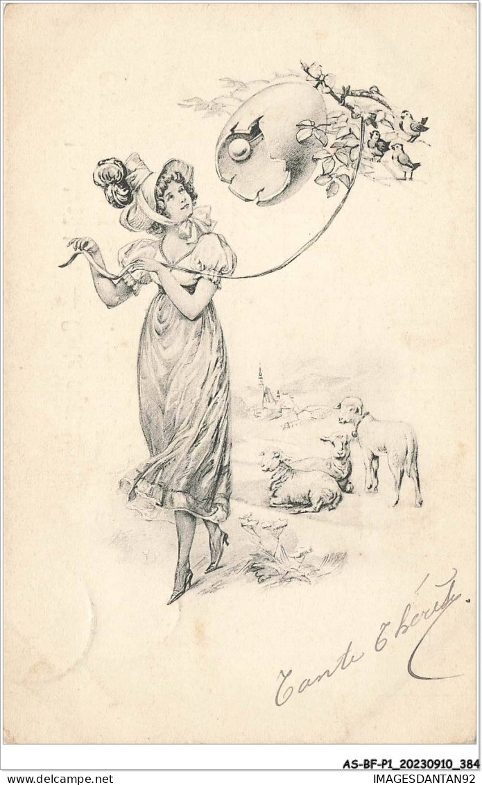 AS#BFP1-0193 - FANTAISIE - Jeune Femme Près De Moutons  - Mujeres