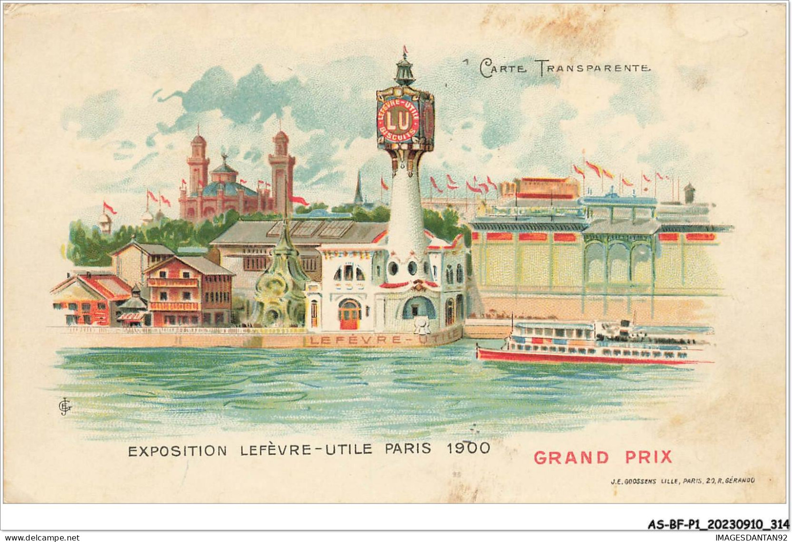AS#BFP1-0158 - FANTAISIE - Carte à Système Hold To Light - Exposition Lefèvre-utile Paris 1900 - Publicité LU - Dreh- Und Zugkarten