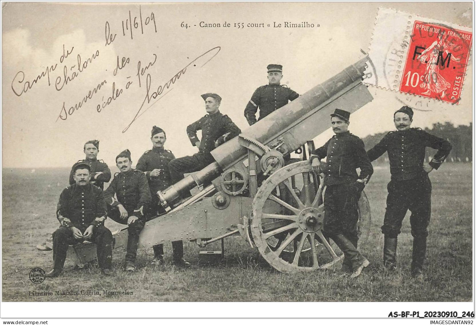 AS#BFP1-0124 - MILITAIRE - ARTILLERIE - Canon De 155 Le Rimailho - Carte Franchise Militaire - Ausrüstung