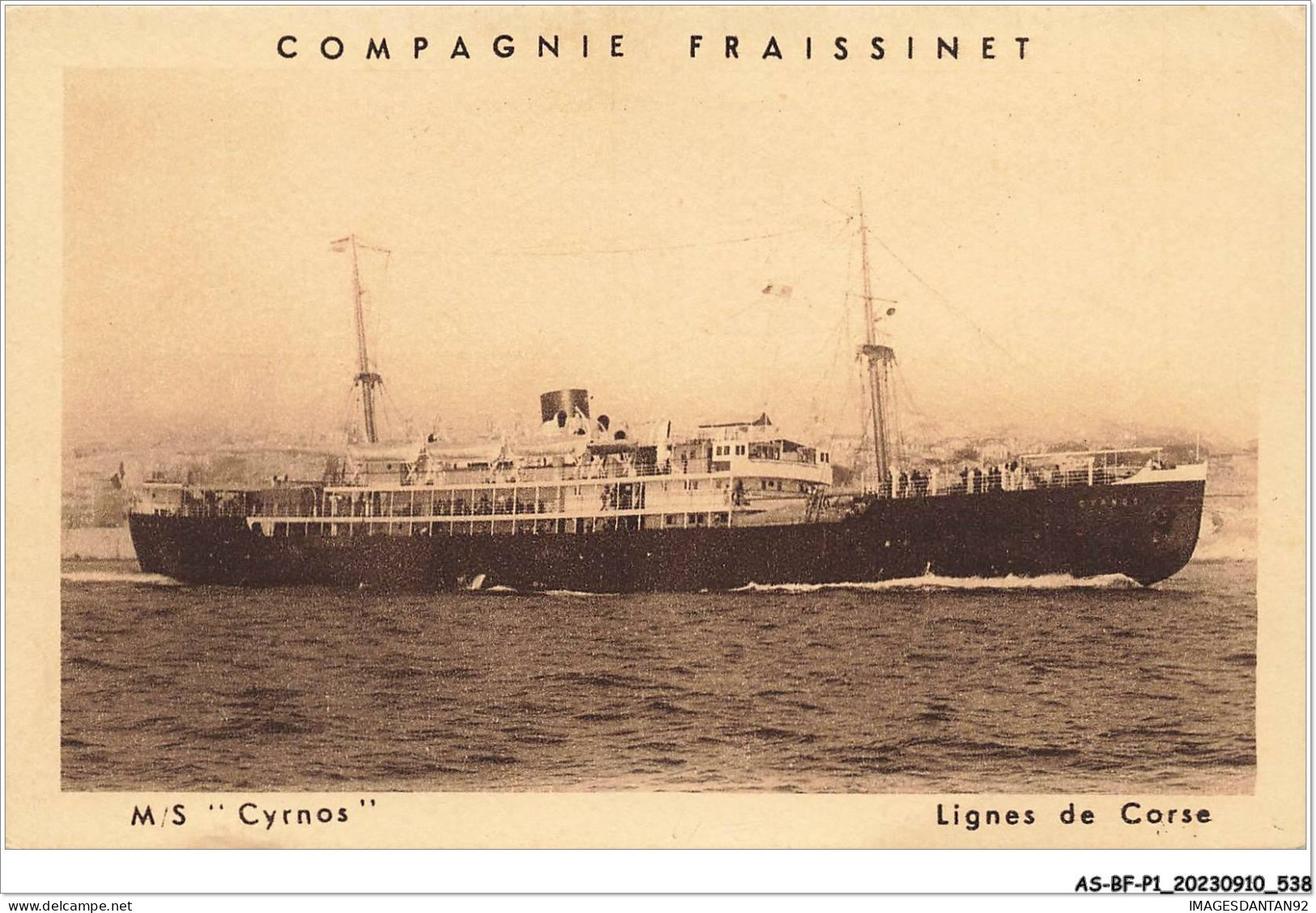 AS#BFP1-0270 - BATEAU - Compagnie Fraissinet - M.S. Cyrnos - Lignes De Corse - Passagiersschepen