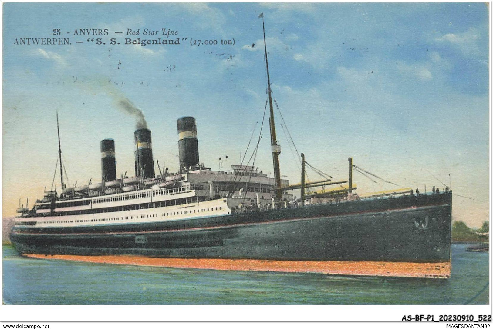 AS#BFP1-0262 - BATEAU - Anvers - Red Star Line - S.-S. Belgenland - Antwerpen - Dampfer