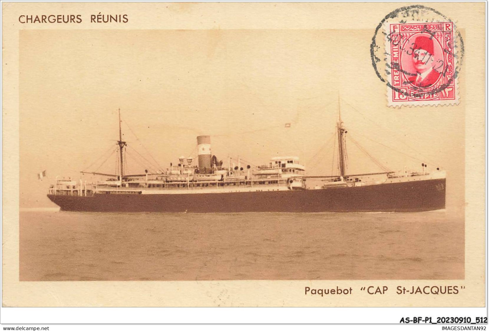 AS#BFP1-0257 - BATEAU - Paquebot Cap St-Jacques - Chargeurs Réunis - Cachet PAQ - Passagiersschepen