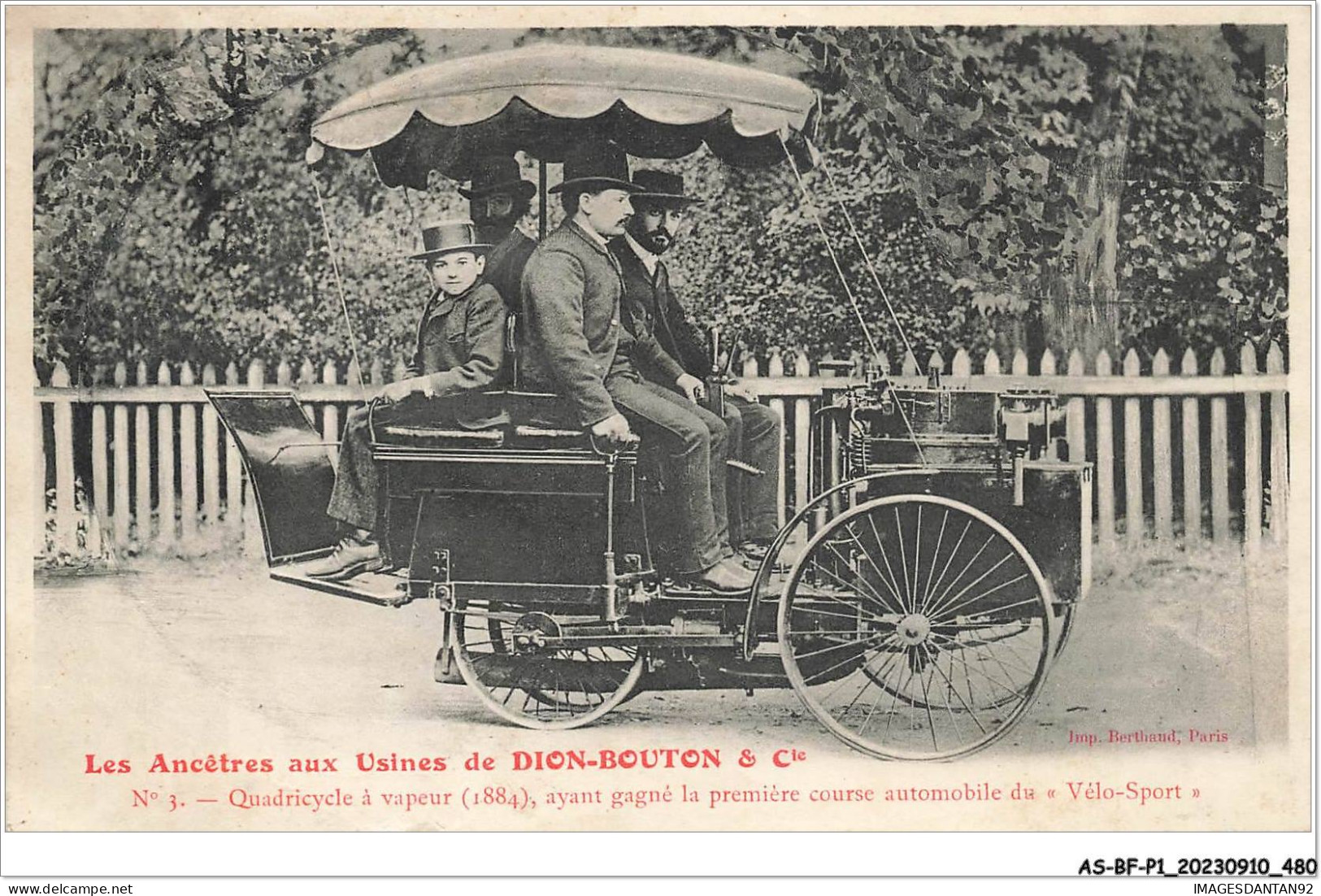 AS#BFP1-0241 - AUTOMOBILE - Les Ancêtres Aux Usines De Dion-Bouton - Quadricycle à Vapeur - Autobús & Autocar