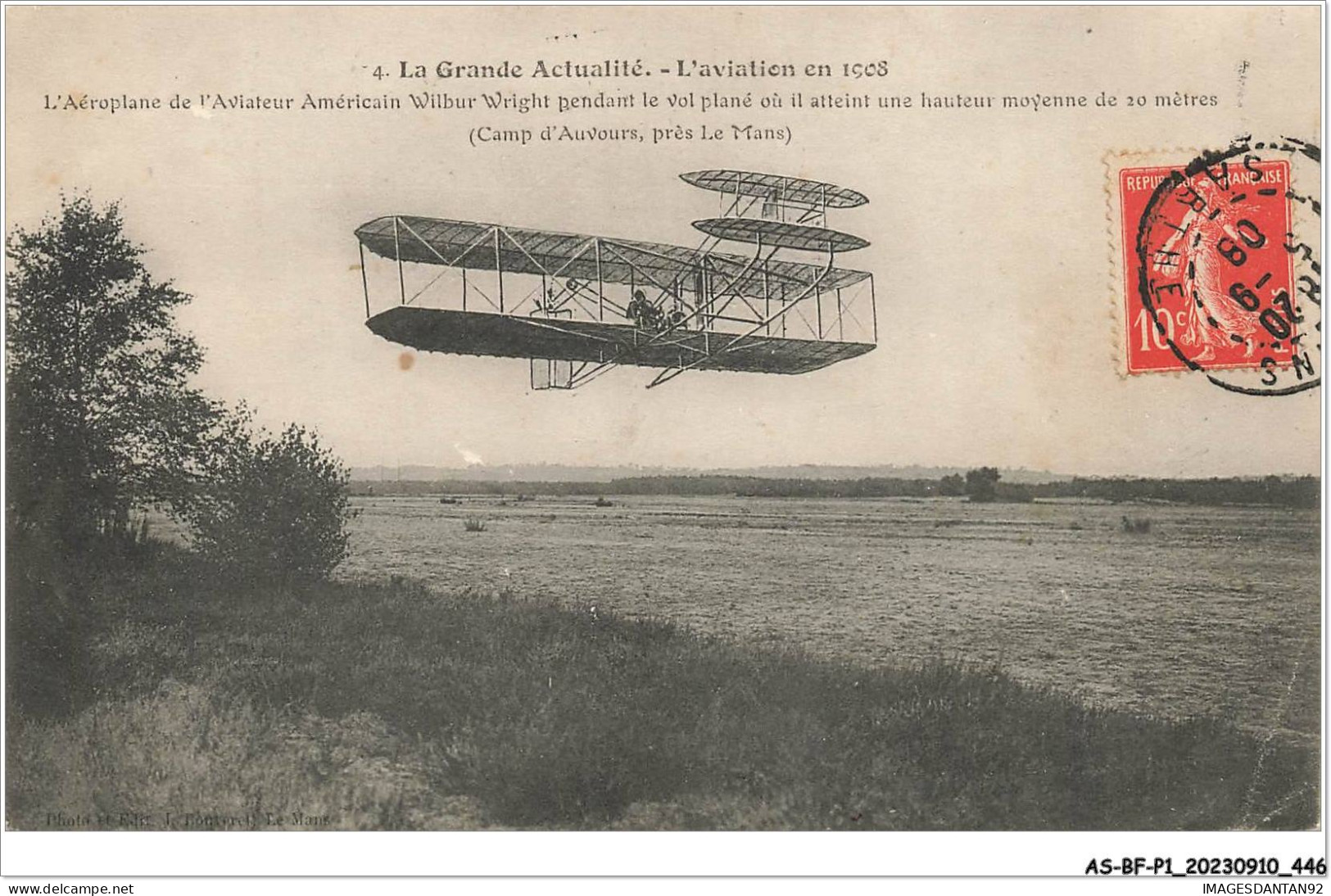 AS#BFP1-0224 - AVIATION - L'aéroplane De L'aviateur Américain Wilbur Wright Pendant Le Vol Plané - ....-1914: Precursors