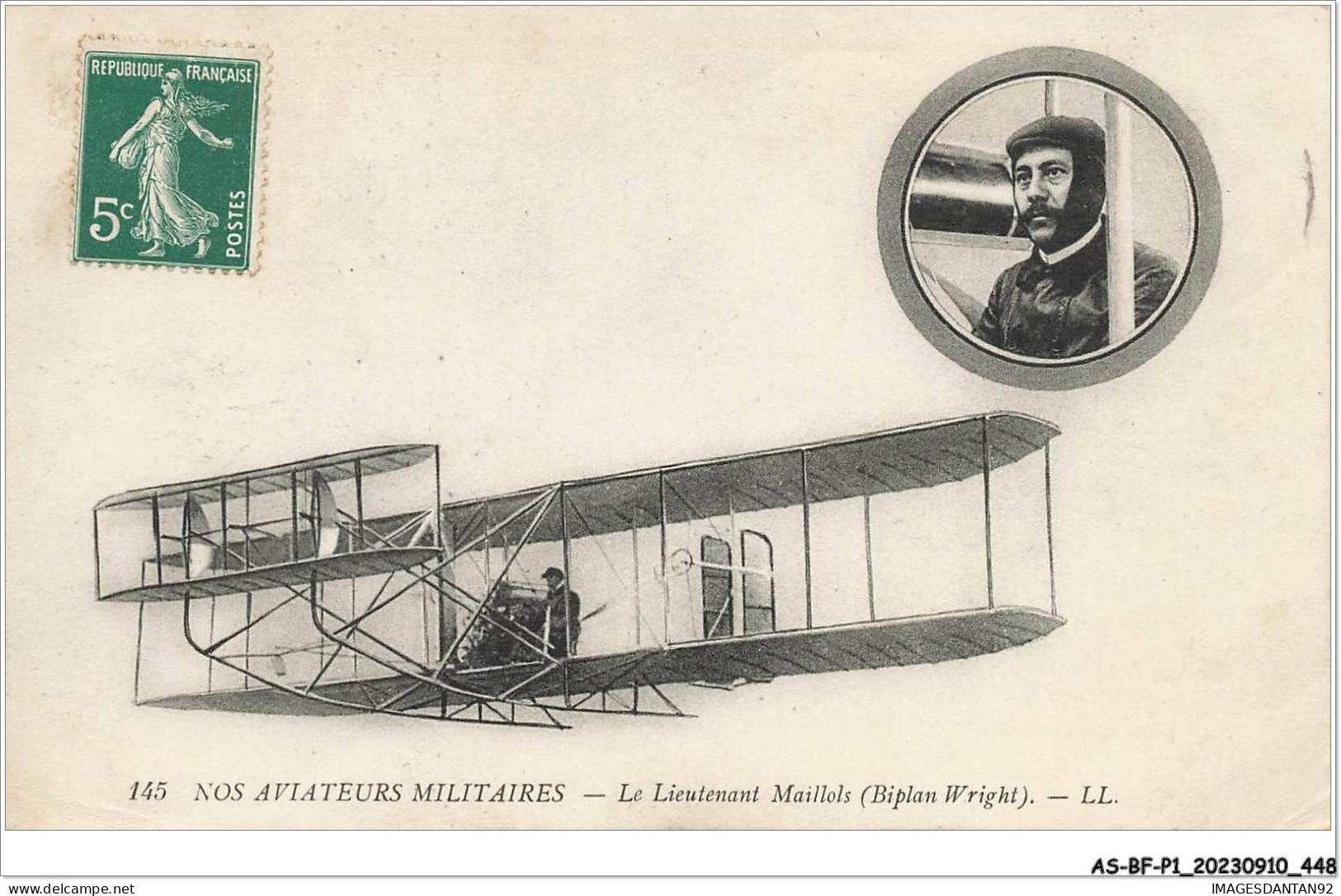 AS#BFP1-0225 - AVIATION - Nos Aviateurs Militaires - Le Lieutenant Maillols (Biplan Wright) - Aviadores