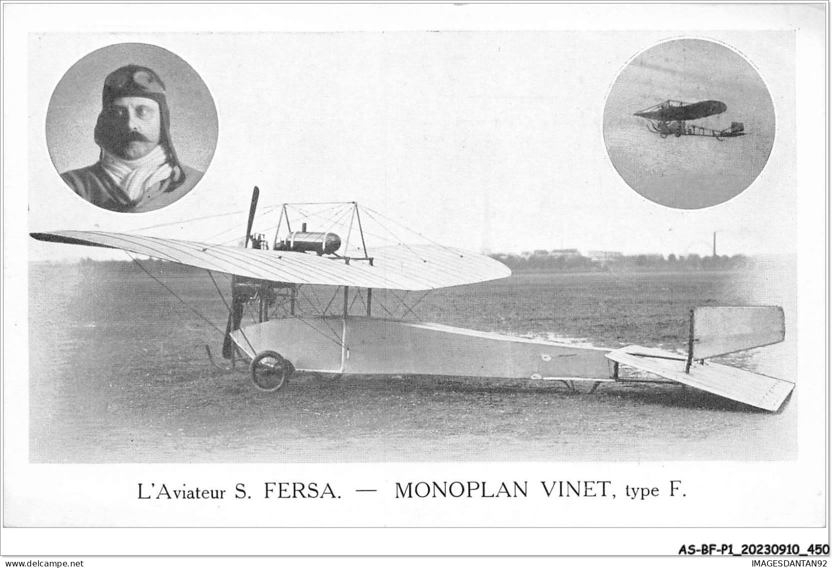AS#BFP1-0226 - AVIATION - L'aviateur S. Fersa - Monoplan Vinet, Type F. - Aviatori