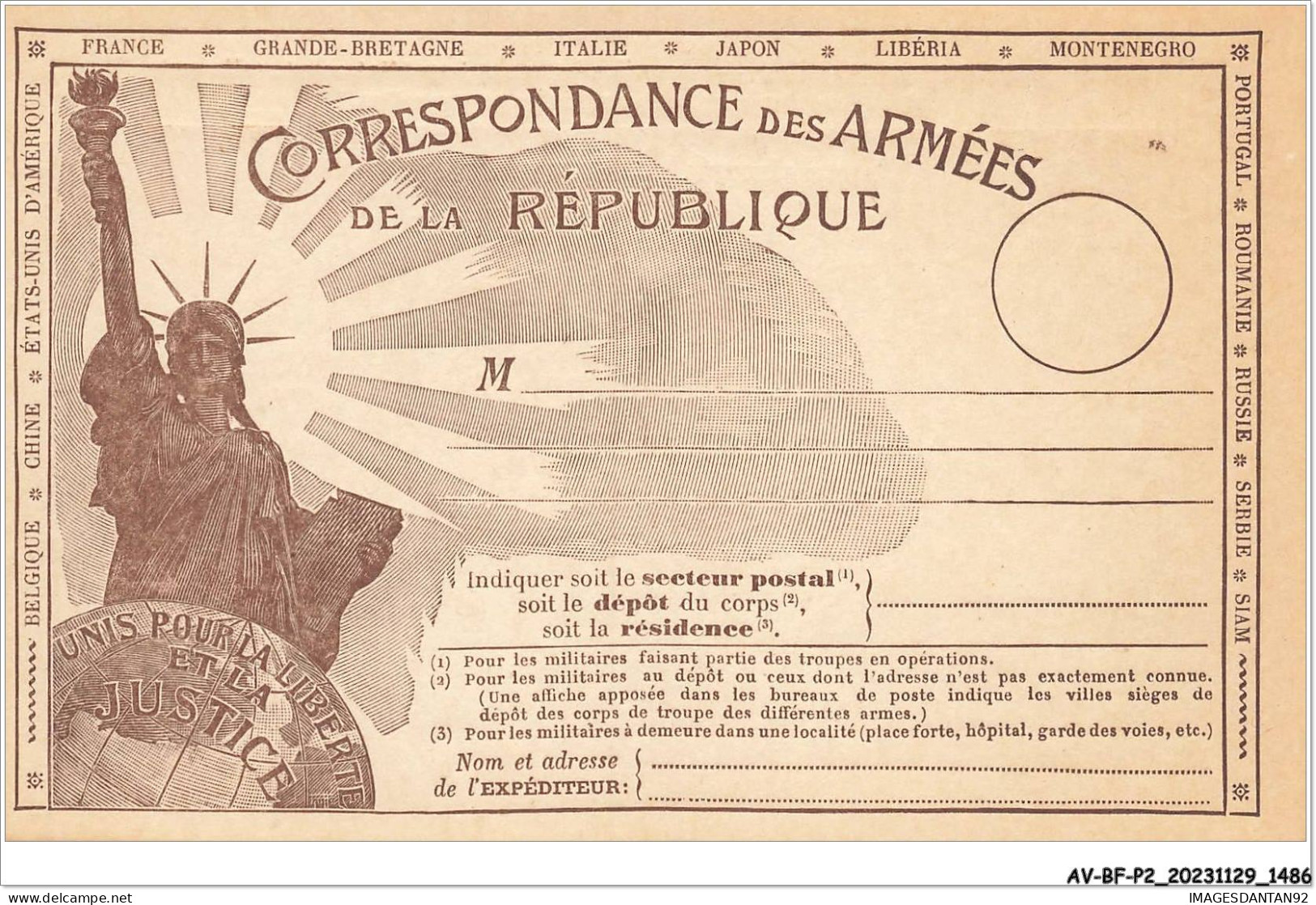 AV-BFP2-0930 - MILITAIRE - Correspondance Des Armées De La Réepublique - NÂ°5 - Other & Unclassified