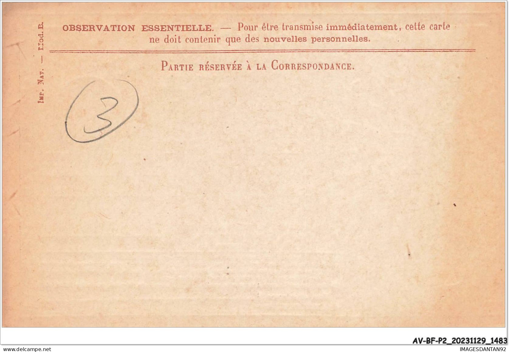 AV-BFP2-0928 - MILITAIRE - Correspondance Des Armées De La Réepublique - NÂ°3 - Other & Unclassified