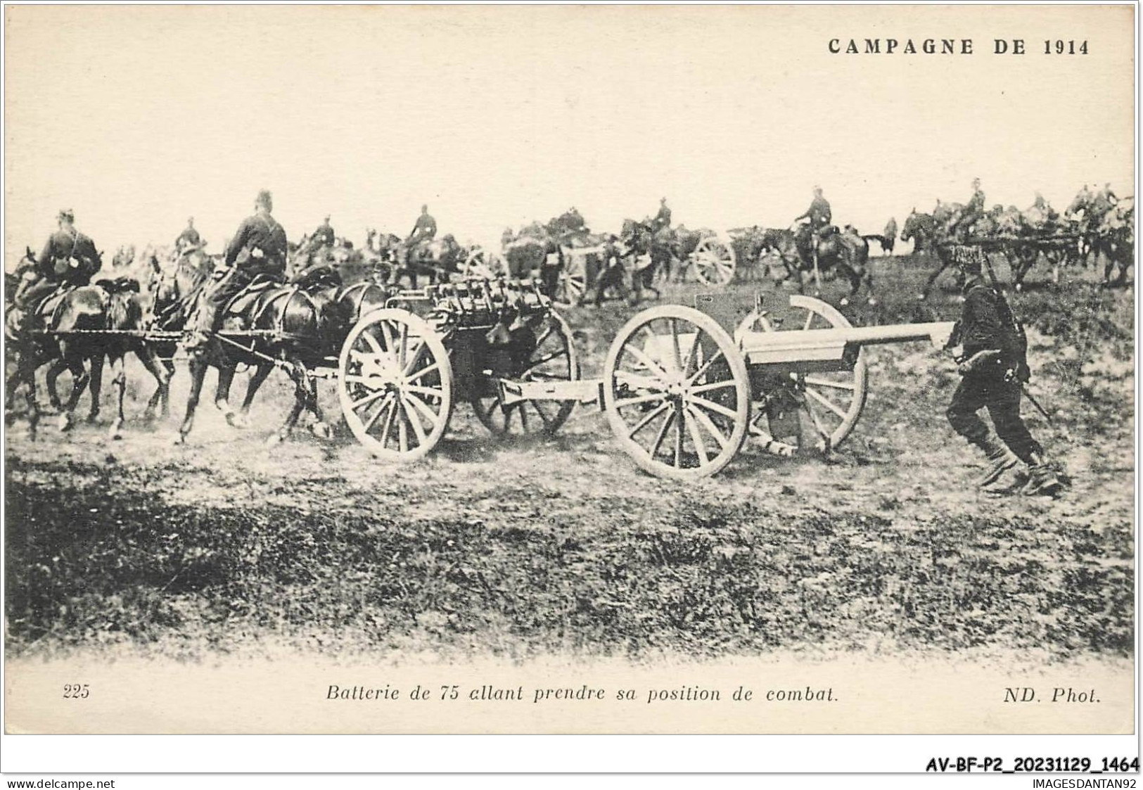 AV-BFP2-0919 - MILITAIRE - Campagne De 1914 - Batterie De 75 Allant Prendre Sa Position De Combat - War 1914-18