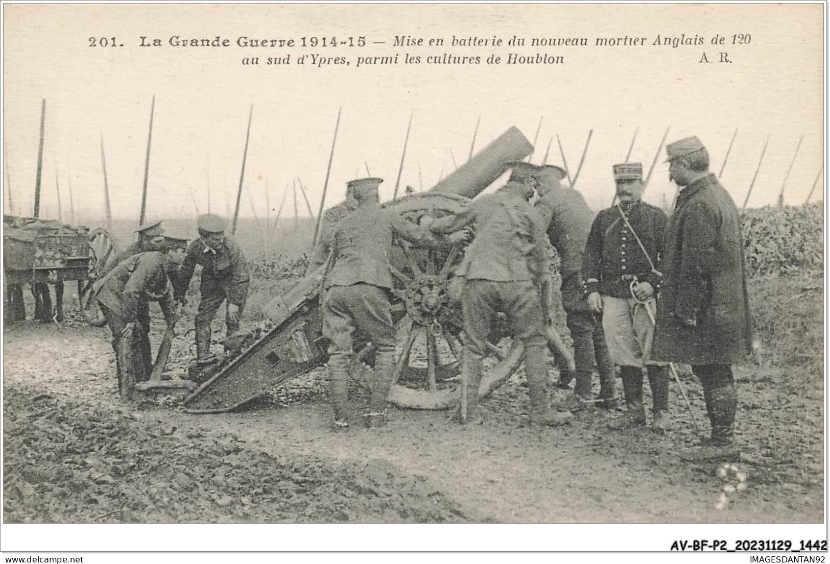 AV-BFP2-0908 - MILITAIRE - Guerre 1914-1915 - Mise En Batterie Du Nouveau Mortier Anglais - War 1914-18