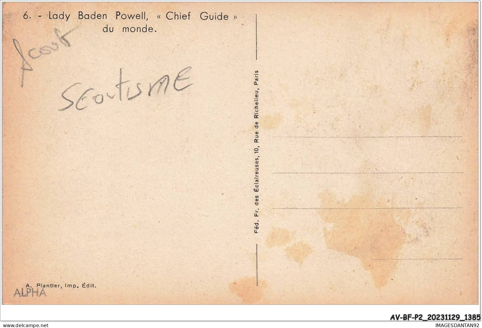 AV-BFP2-0879 - SCOUTISME - Lady Baden Powell - Chief Guide Du Monde - Pfadfinder-Bewegung