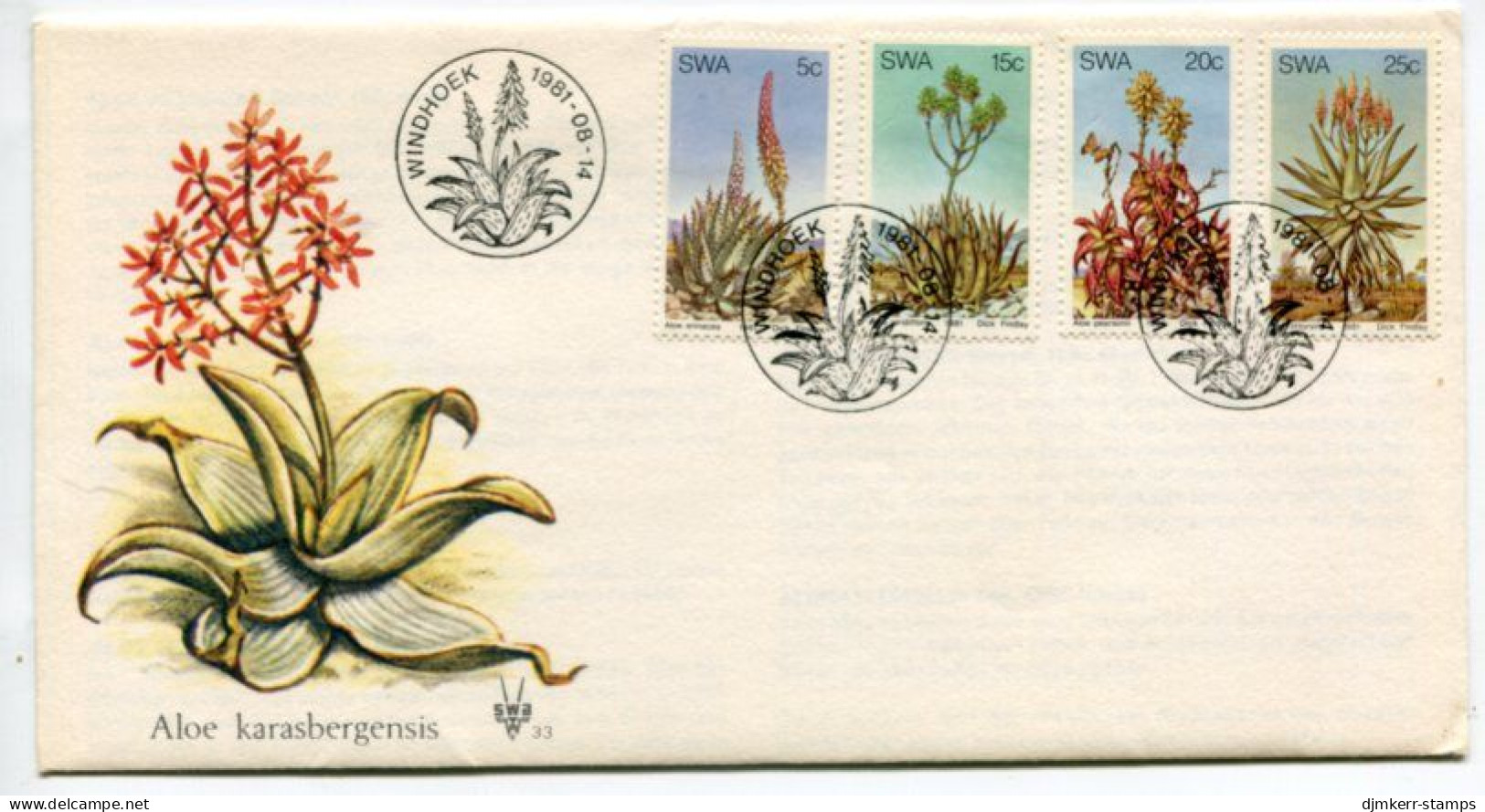 SOUTH WEST AFRICA 1981 Aloes FDC,   SG 377-380 , Michel 504-07 - Africa Del Sud-Ovest (1923-1990)