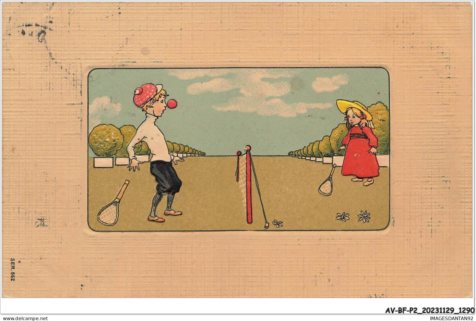 AV-BFP2-0832 - SPORT - Tennis - Enfants - Carte Gaufrée  - Tennis