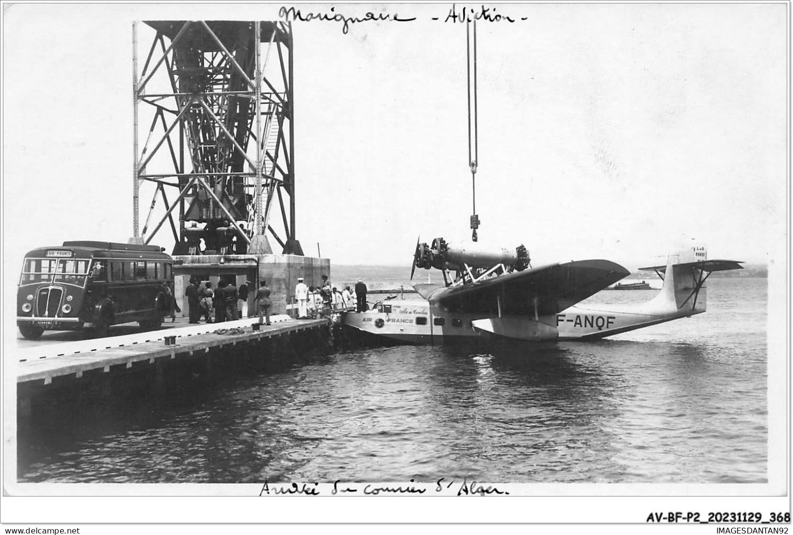 AV-BFP2-0372 - AVIATION - Marigane - Arrivée Du Courrier D'Alger - Hydravion, Bus - Poste Aérienne - Andere & Zonder Classificatie