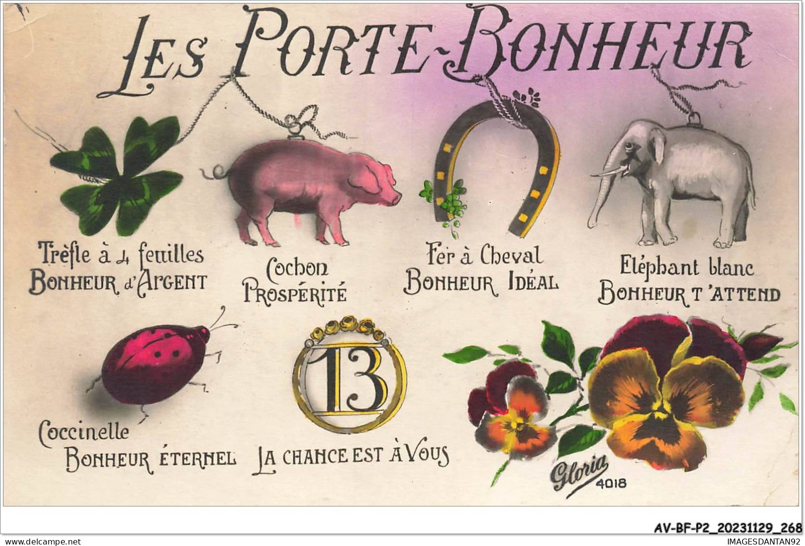 AV-BFP2-0322 - LANGAGE - Les Portes-bonheur - Eléphant, Coccinelle, Cochon - Other & Unclassified