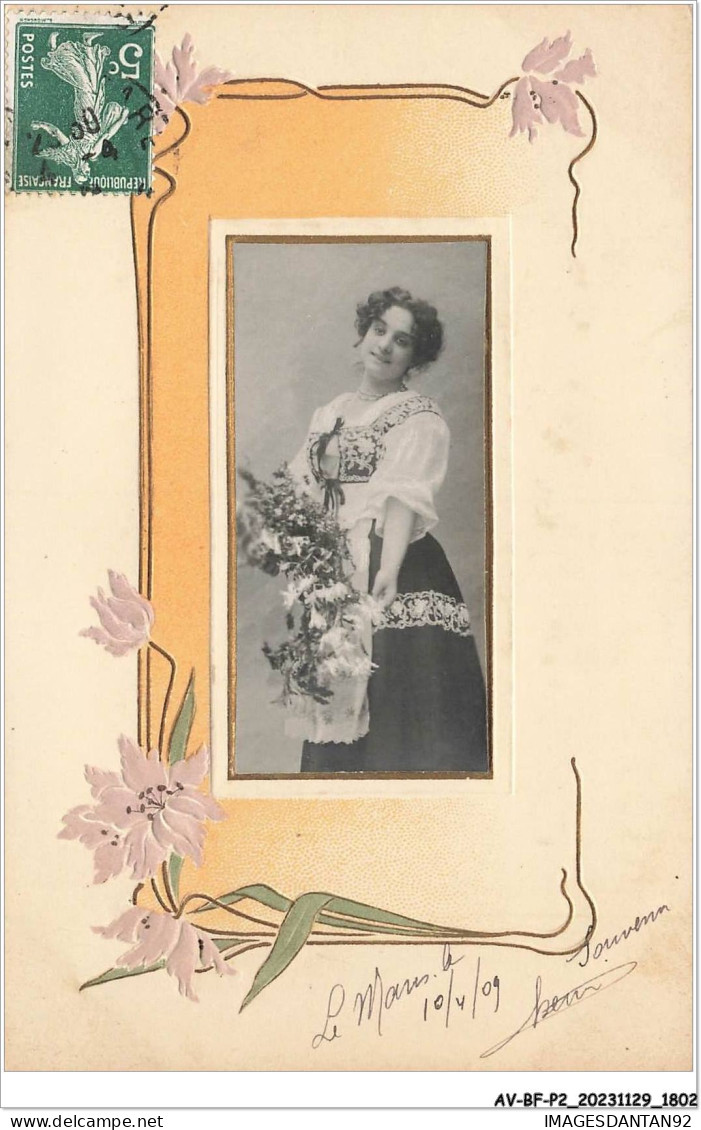 AV-BFP2-1088 - SPECTACLE - Artiste - Jeune Femme Tenant Des Fleurs - Carte Gaufrée - Entertainers