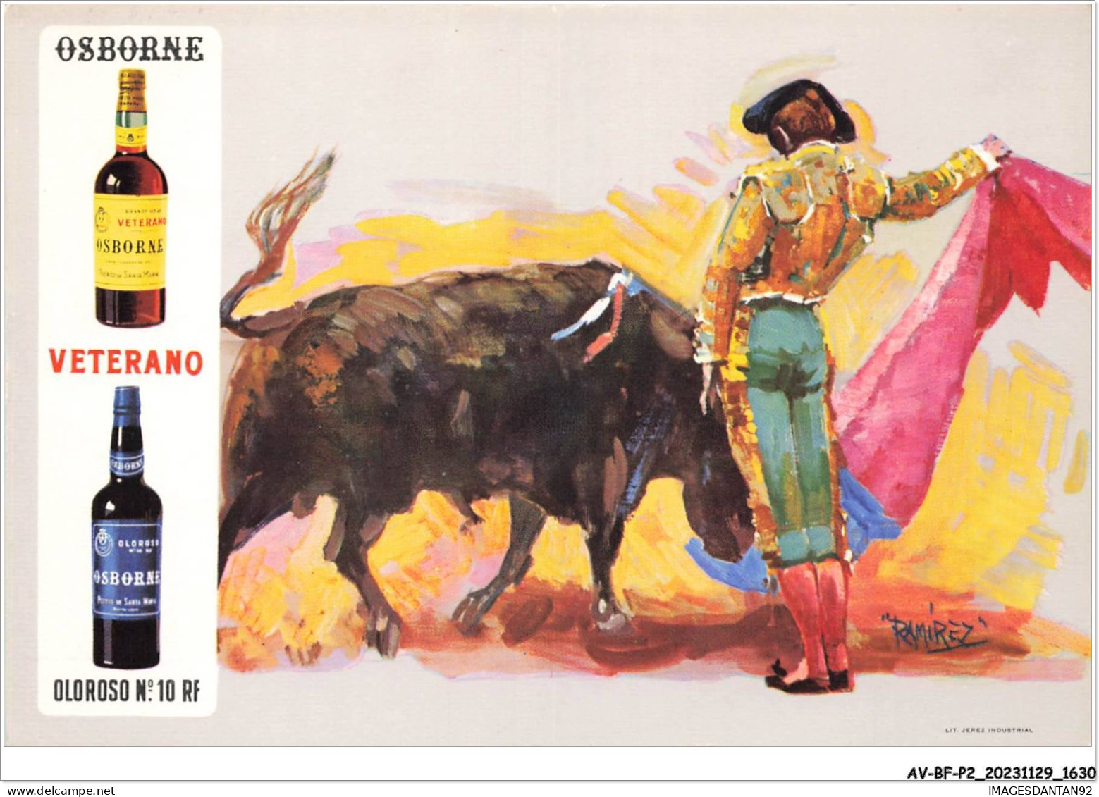 AV-BFP2-1002 - PUBLICITE - Osborne - Veterano - Toréador Et Taureau - Ramirez - Publicité