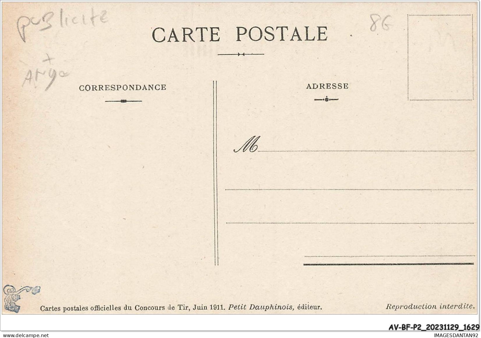 AV-BFP2-1001 - PUBLICITE - Un Vétéran - Concours De Tir Grenoble - Ange - Farcy - Werbepostkarten