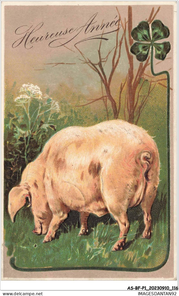 AS#BFP1-0059 - Animaux - Cochon - Heureuse Année - Carte Gaufrée - Schweine