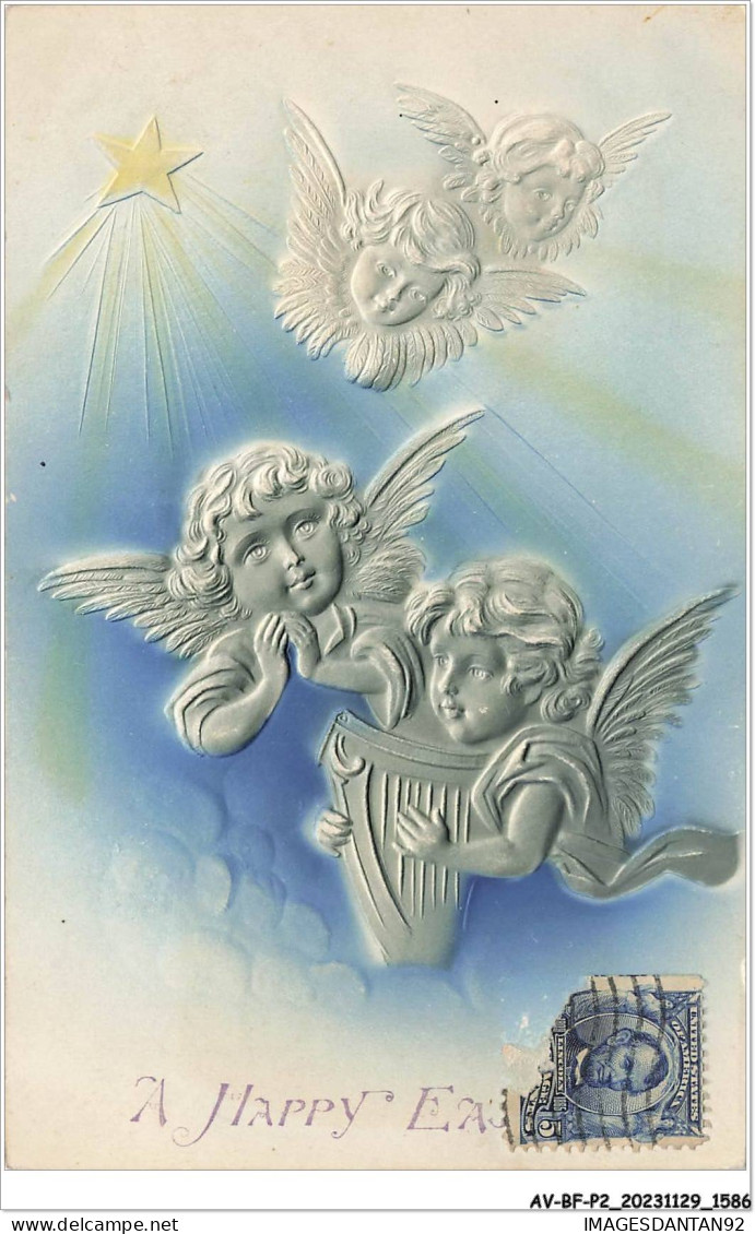 AV-BFP2-0980 - ANGE - A Happy Eagle - Tête D'anges Sous Une étoile - Carte Gaufrée - Angels