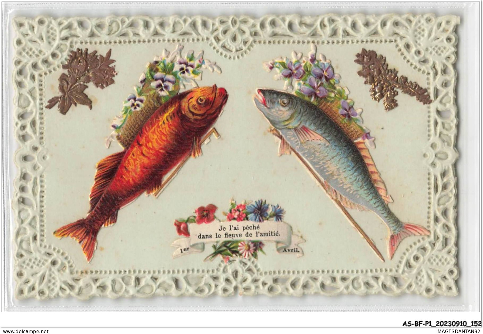 AS#BFP1-0077 - Animaux - Poisson - Je L'ai Pêché Dans Le Fleuve De L'amitié - Découpi - Fish & Shellfish