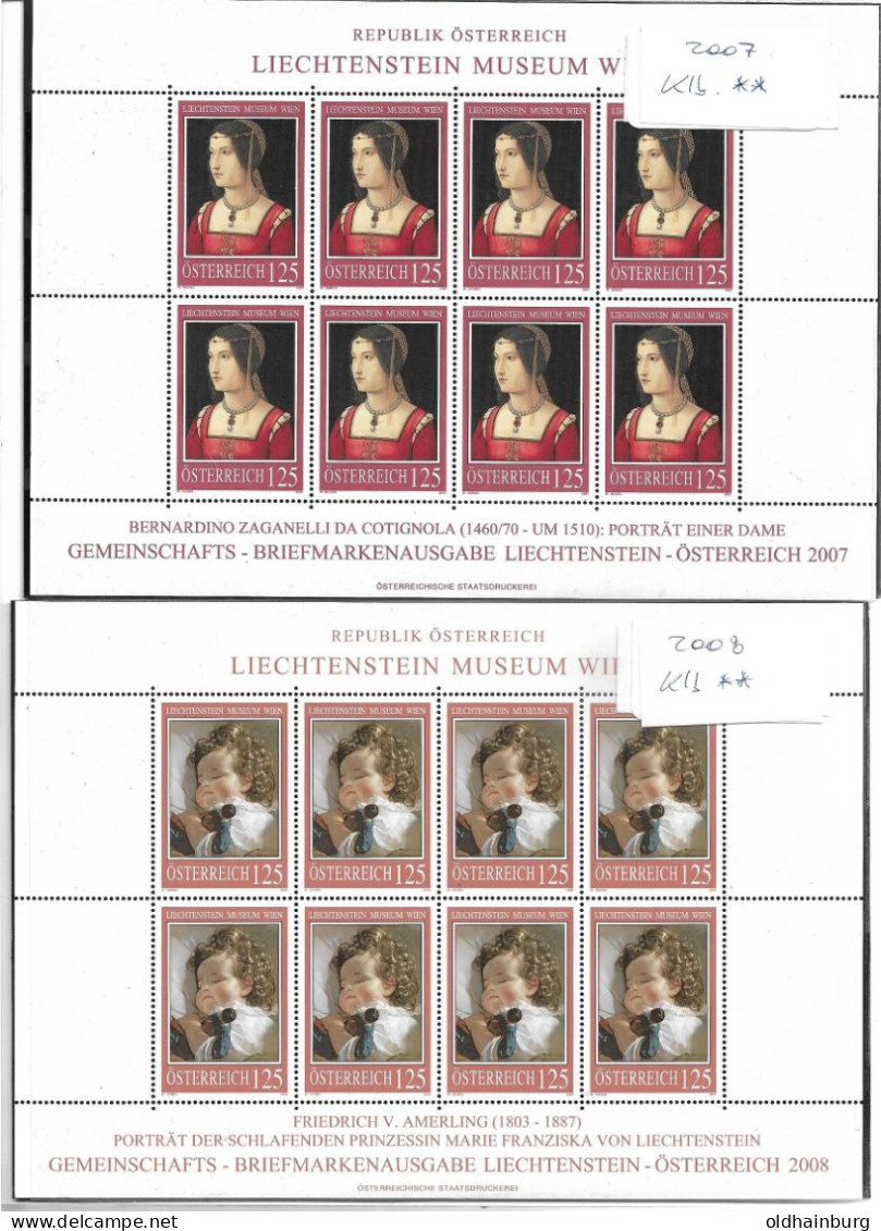 0504g: Gemeinschaftsausgabe Mit FL, Edition Österreich Bestehend Aus Den 4 KBs 2005- 2008 ** (ANK 109.-) - Unused Stamps