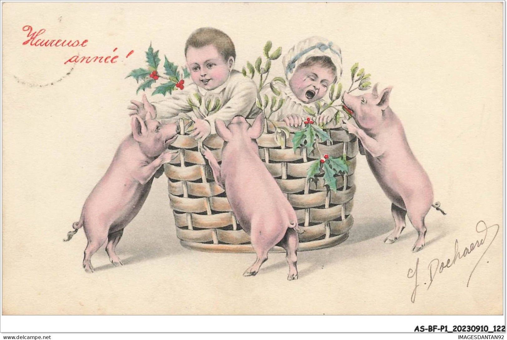 AS#BFP1-0062 - Animaux - Cochon Et Bébés - Heureuse Année  - Cerdos