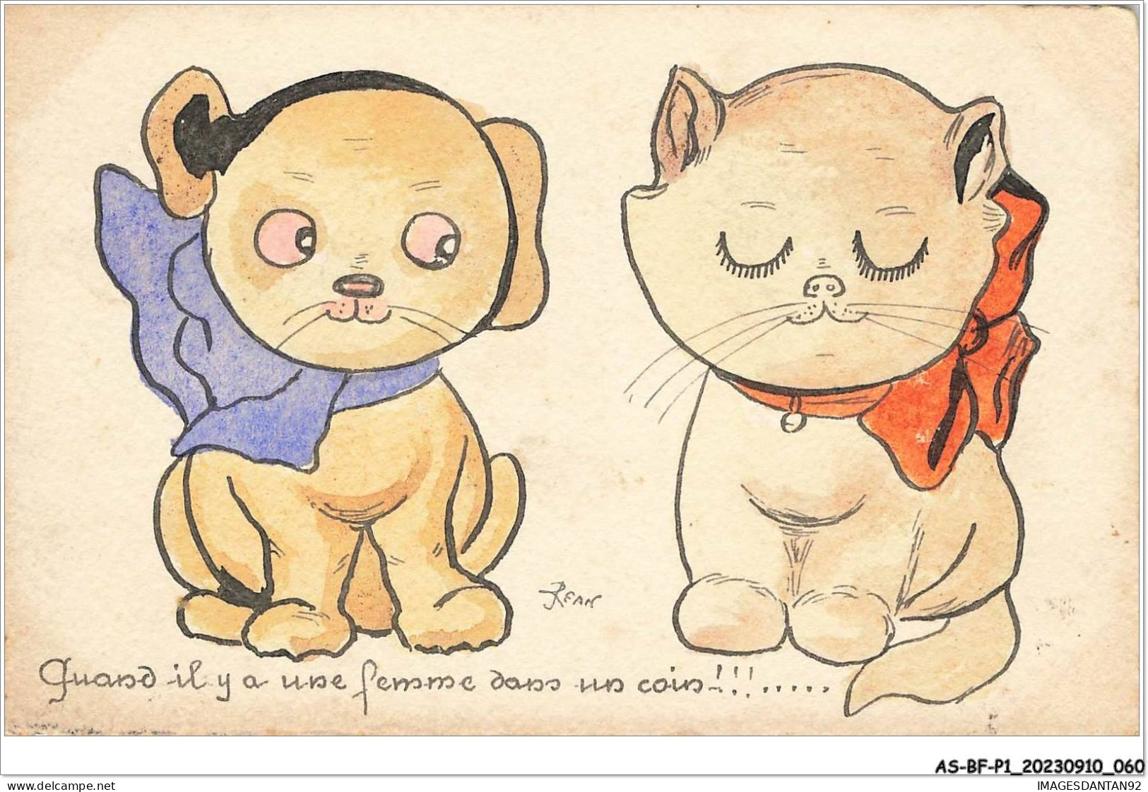 AS#BFP1-0031 - Illustrateur Jean - Chat - Quand Il Y A Une Femme Dans Un Coin - Cats