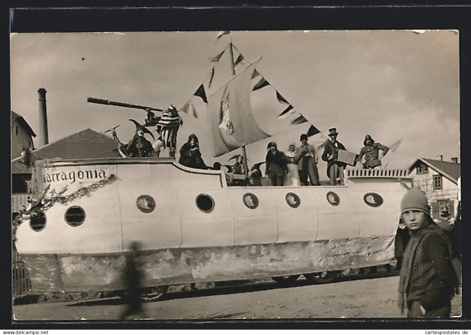 Foto-AK Bräunlingen, Fasnet 1927, Festwagen  - Carnaval