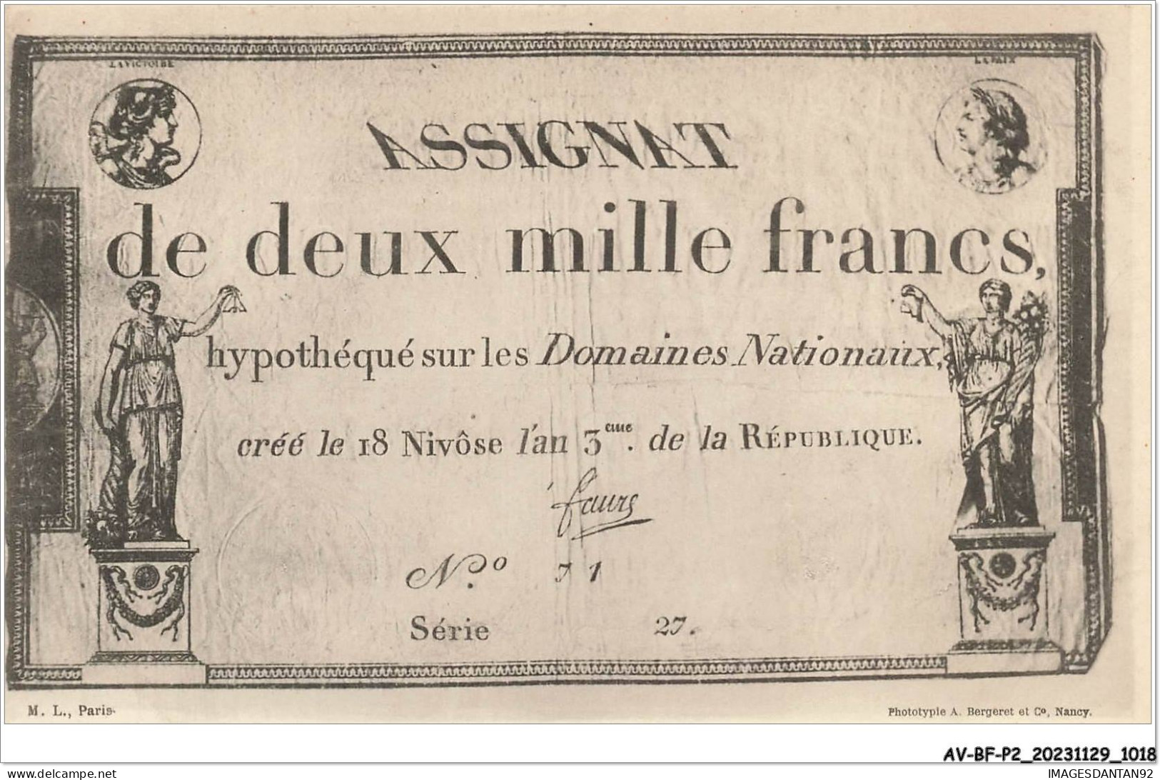 AV-BFP2-0696 - MONNAIE - Billet - Assignat De Deux Mille Francs - Münzen (Abb.)