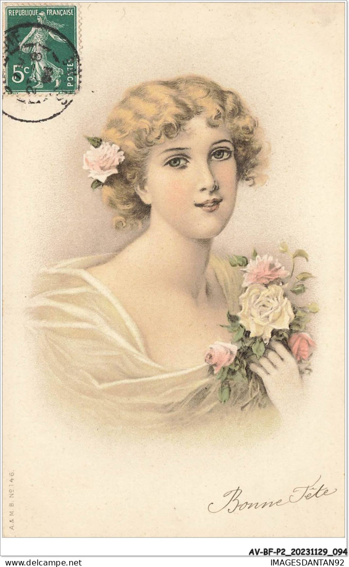 AV-BFP2-0235 - FANTAISIE - FEMME - Jeune Femme Tenant Des Roses - Women
