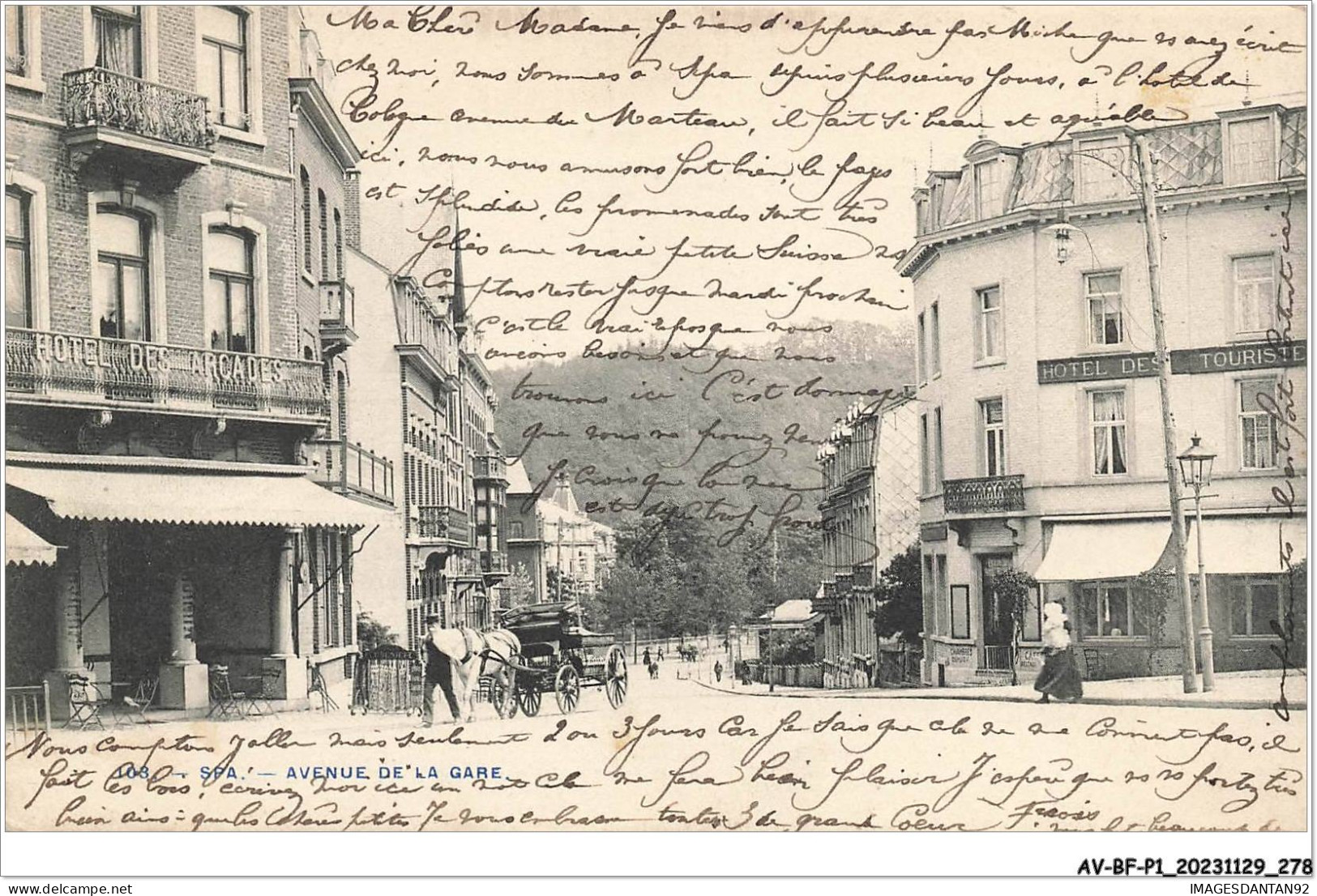 AV-BFP1-0140 - BELGIQUE - Spa - Avenue De La Gare - Hôtel Des Touristes, Hôtel Des Arcades - Sonstige & Ohne Zuordnung