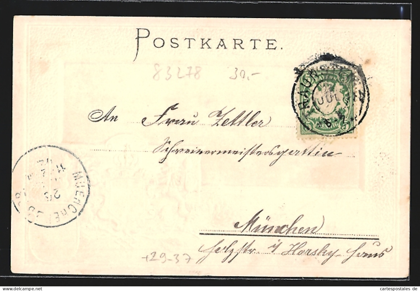 Passepartout-Lithographie Traunstein, Gesamtansicht, Wappen  - Other & Unclassified