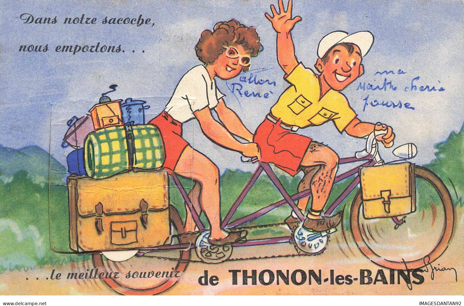 74 THONON LES BAINS #FG56221 VELO TANDEM CARTE A SYSTEME - Thonon-les-Bains