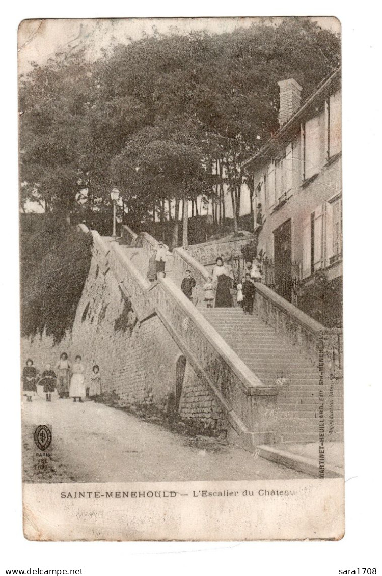 51 SAINTE MÉNEHOULD, Escalier Du Château, Bien Animée. - Other & Unclassified