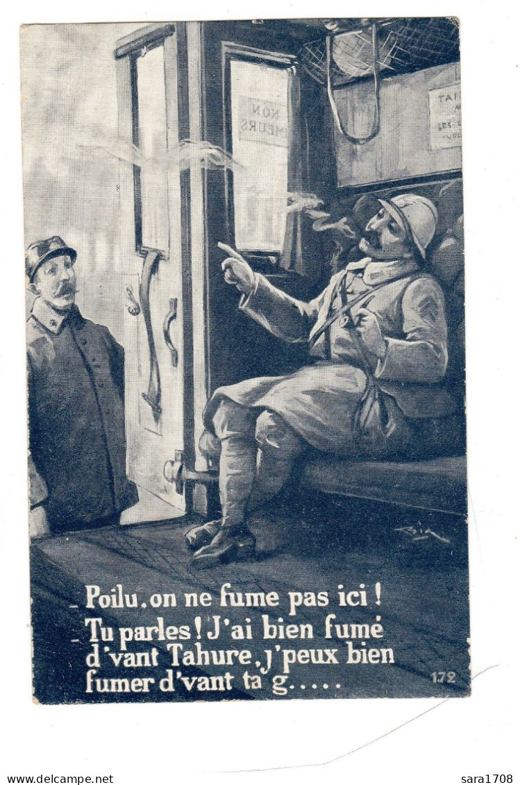 Poilu, On Ne Fume Pas Ici. Humoristique. Guerre Européenne 1914-1918.  - Humour