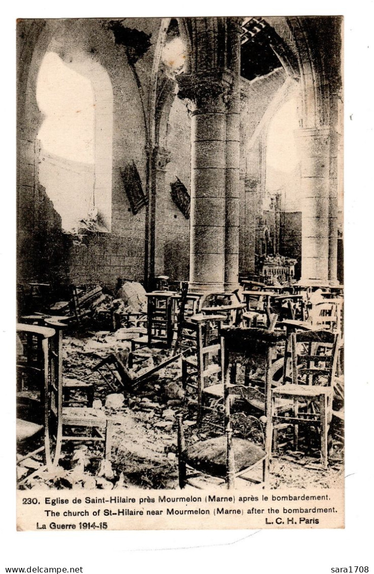 SAINT HILAIRE, L'église Après Le Bombardement. - Guerre 1914-18