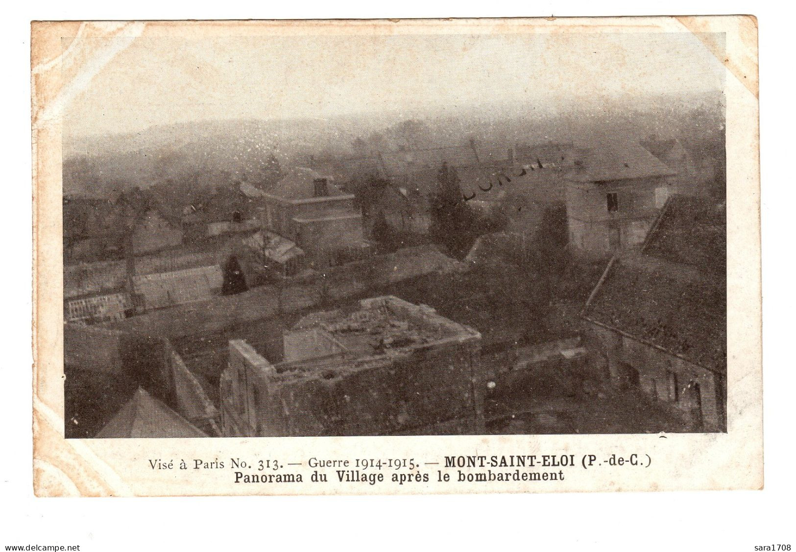 MONT SAINT ÉLOI, Panorama Du Village Après Le Bombardement. - Guerre 1914-18