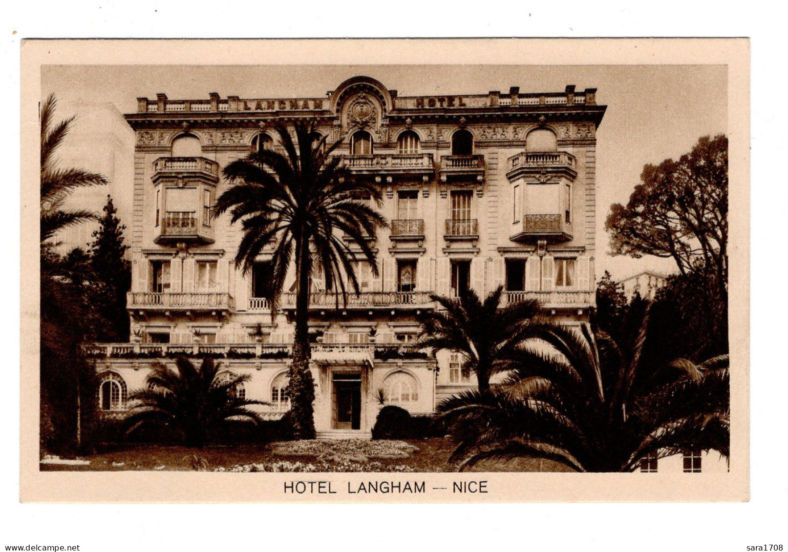 06 NICE, Hôtel LANGHAM. ( VOIR SCAN ). - Cafés, Hôtels, Restaurants