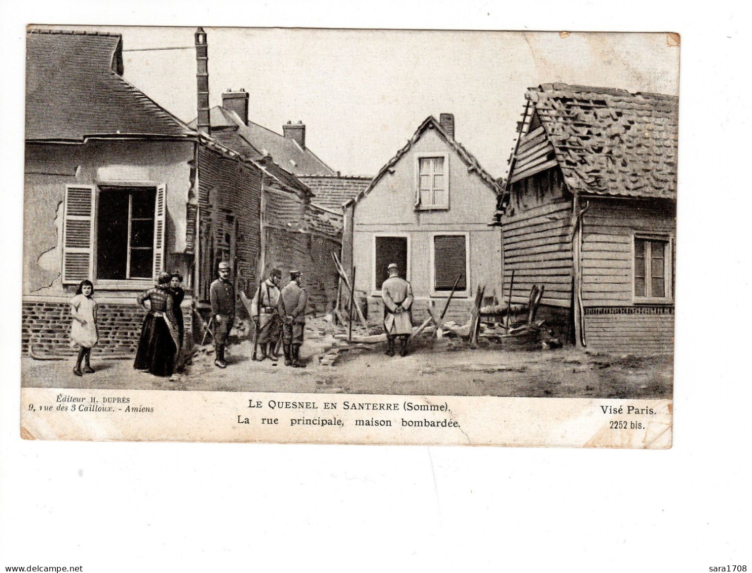 LE QUESNEL EN SANTERRE, La Rue Principale. édition Patriotique. Guerre Européenne 1914-1915. 2 SCAN. - War 1914-18
