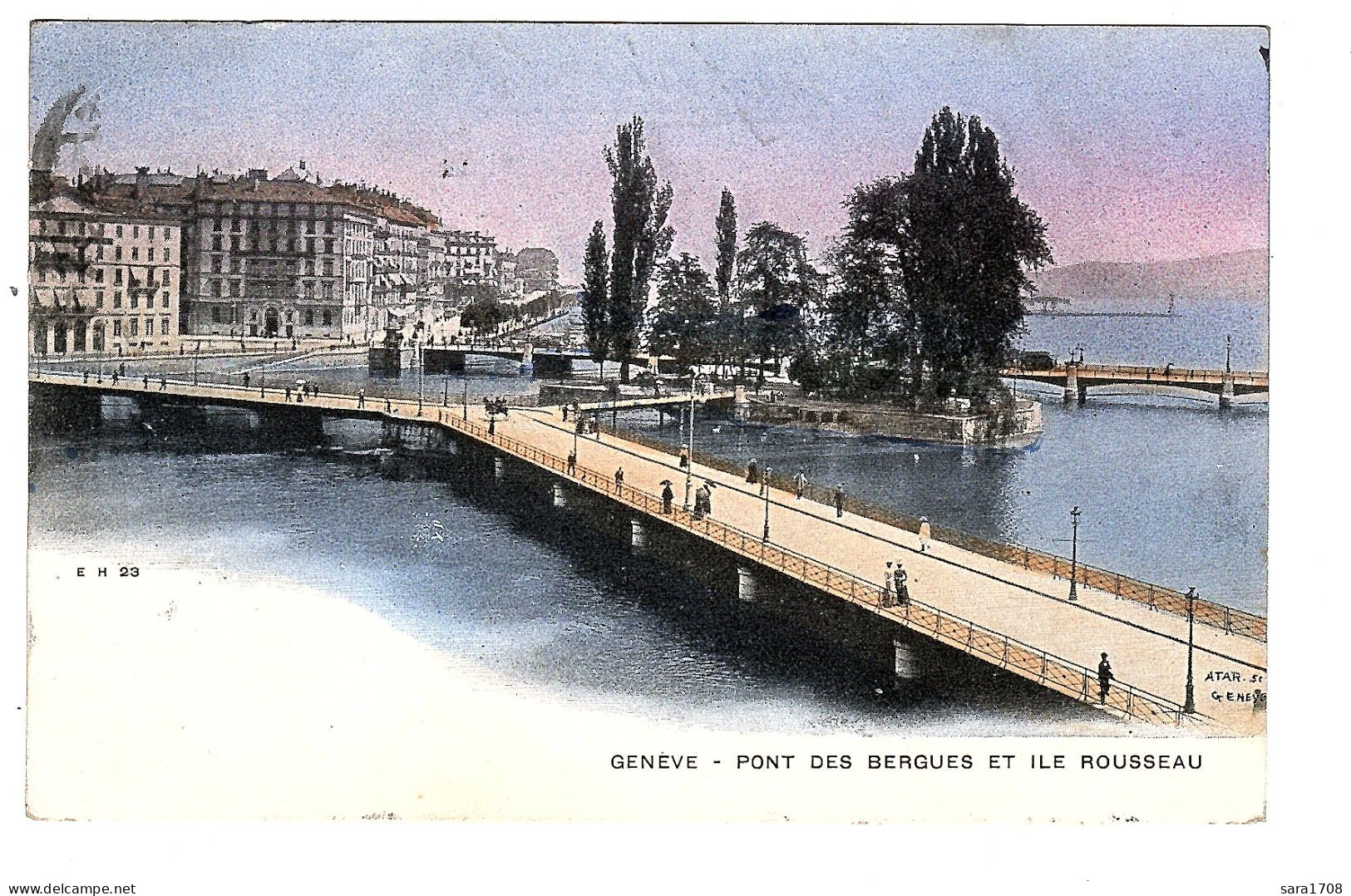 GENÈVE, Pont Des BERGUES Et Ile Rousseau. 2 SCAN. - Sonstige & Ohne Zuordnung