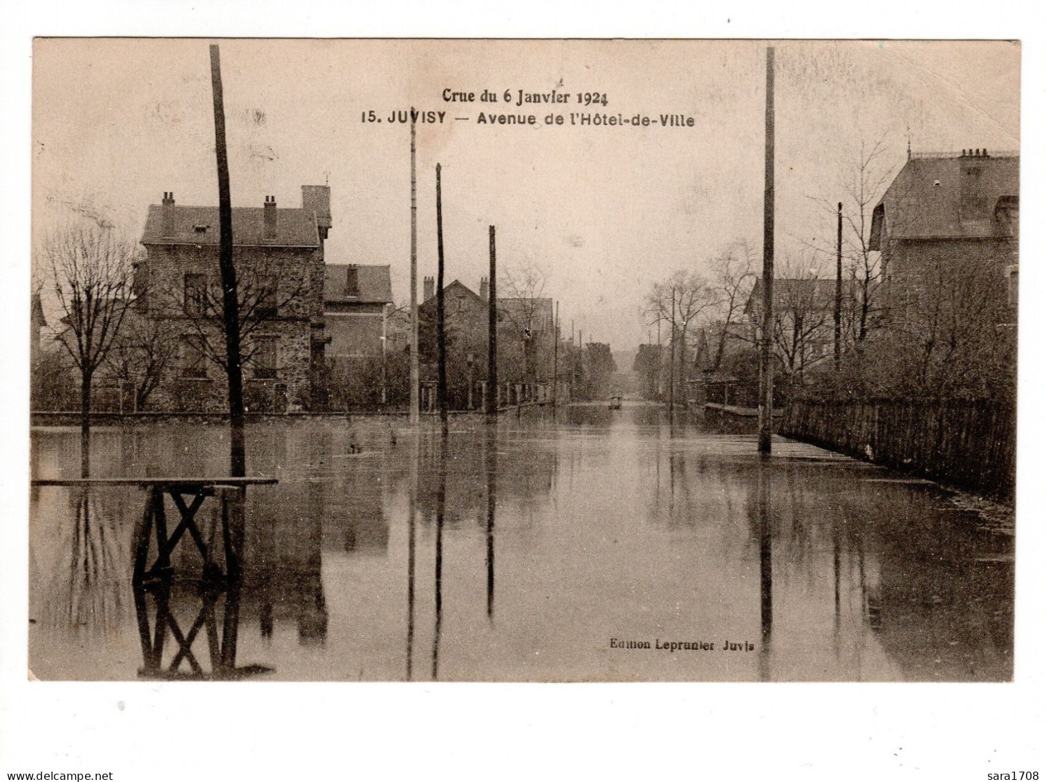 91 JUVISY Sur ORGE, Crue Du 6 Janvier 1924. Avenue Du L'Hôtel De Ville. - Juvisy-sur-Orge