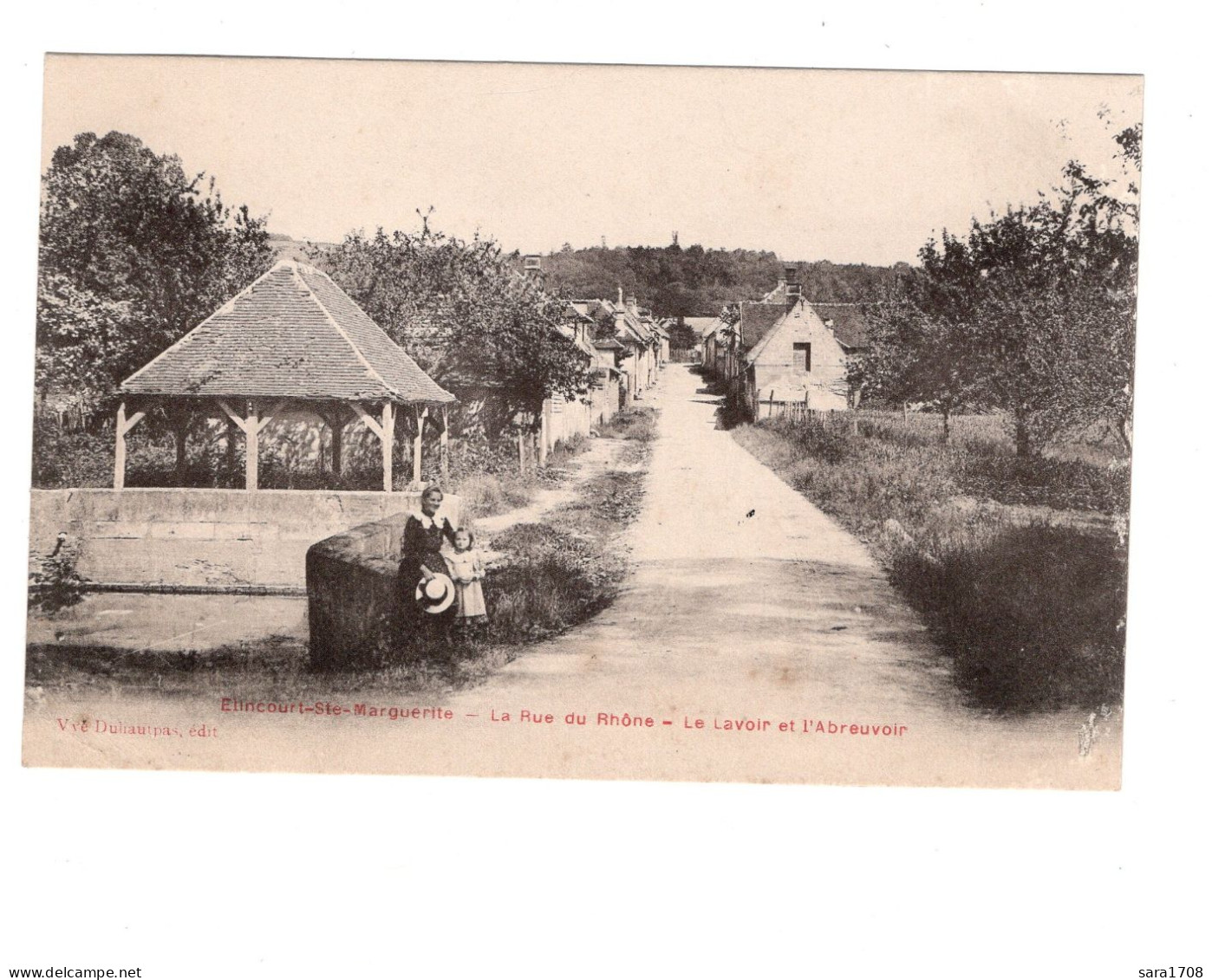 60 ELINCOURT SAINTE MARGUERITE, La Rue Du Rhône, Lavoir Et Abreuvoir.  - Autres & Non Classés