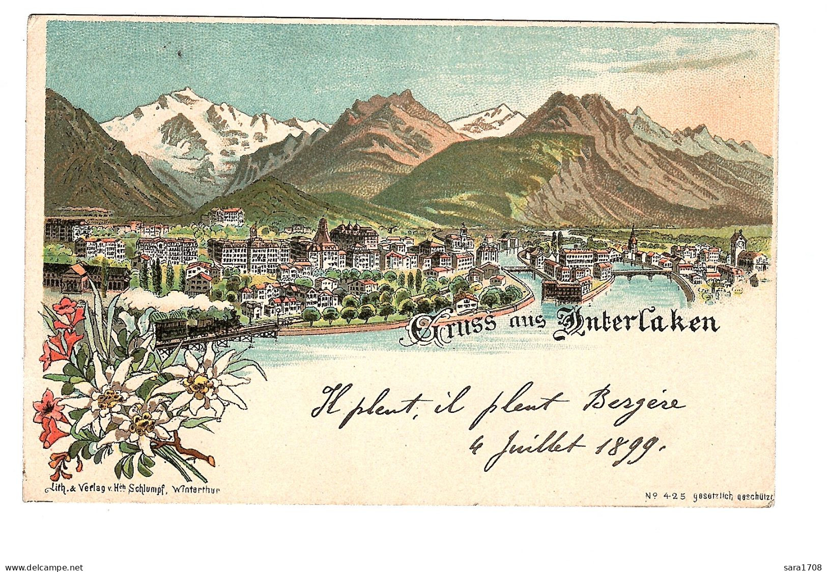 Gruss Aus Interlaken, Canton De BERNE. Voyagée En 1899. 2 SCAN. - Sonstige & Ohne Zuordnung