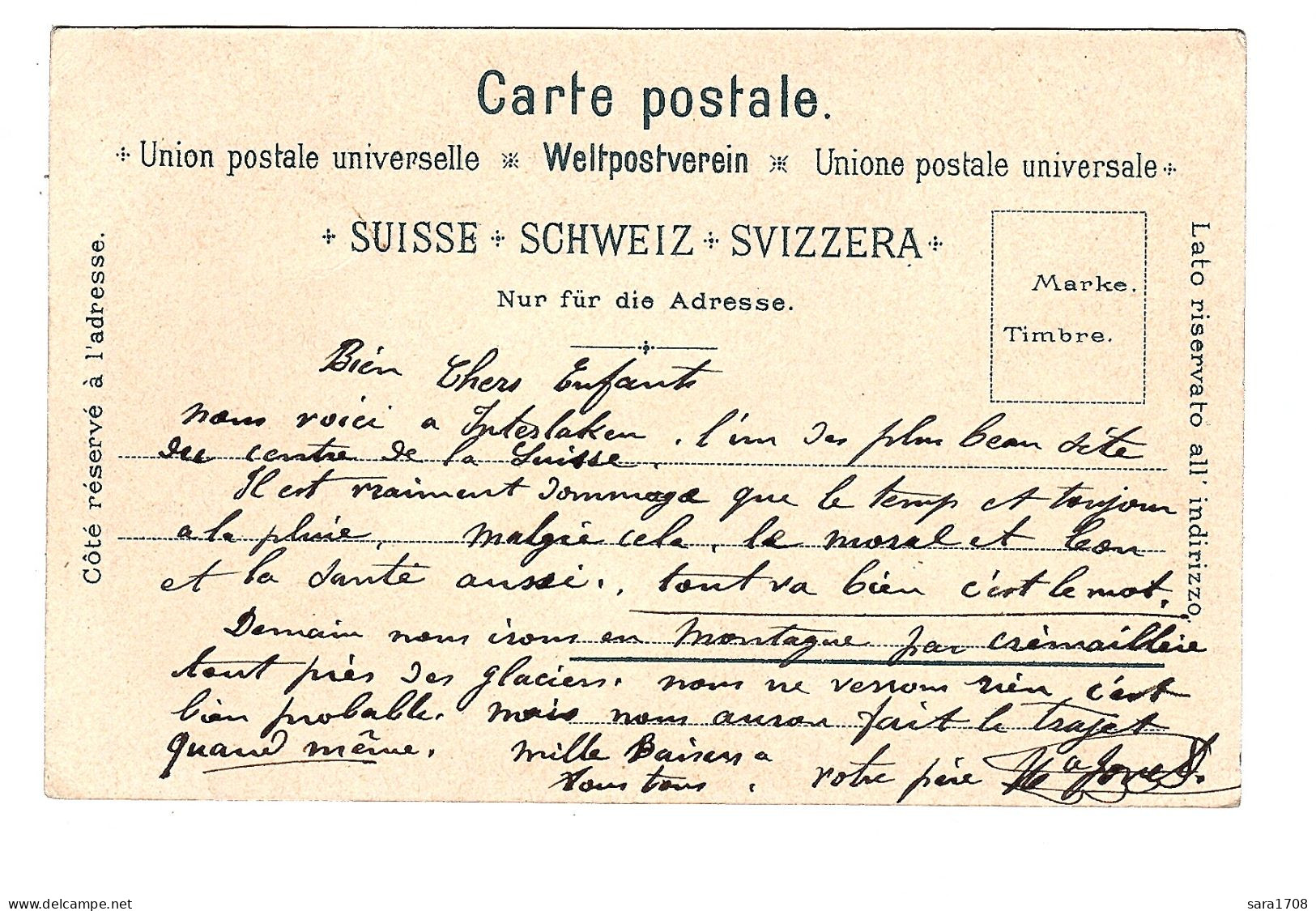 Gruss Aus Interlaken, Canton De BERNE. Voyagée En 1899. 2 SCAN. - Sonstige & Ohne Zuordnung