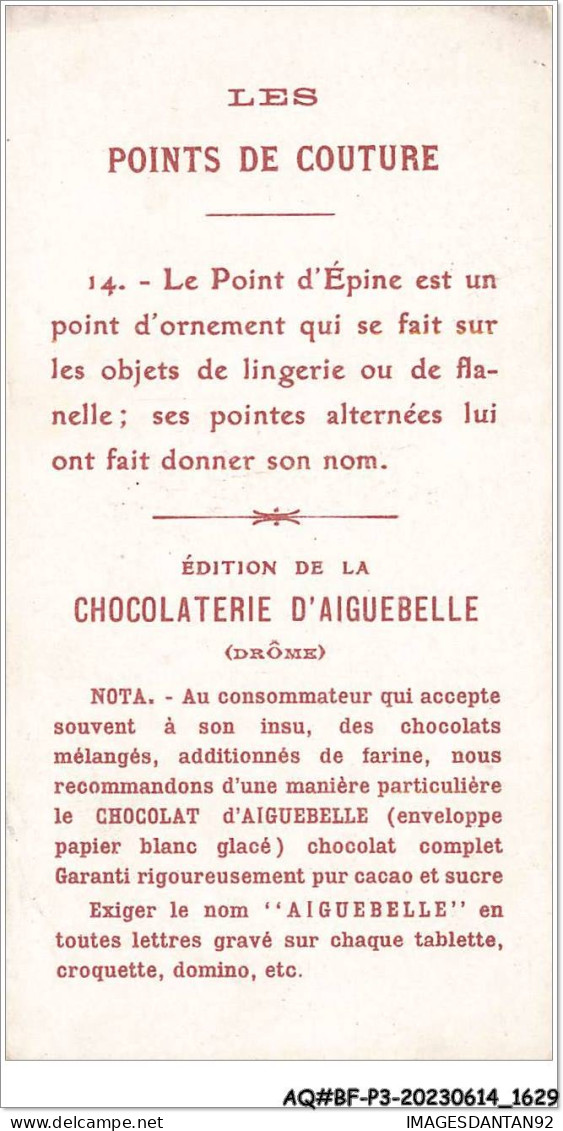 AQ#BFP3-CHROMOS-0812 - CHOCOLAT D'AIGUEBELLE - Point D'épine  - Les Points De Couture - Aiguebelle