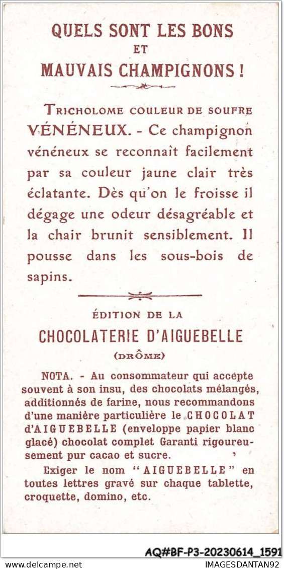 AQ#BFP3-CHROMOS-0793 - Chocolat D'Aiguebelle - Champignon - Tricholome Couleur De Soufre, Vénéneux - Aiguebelle