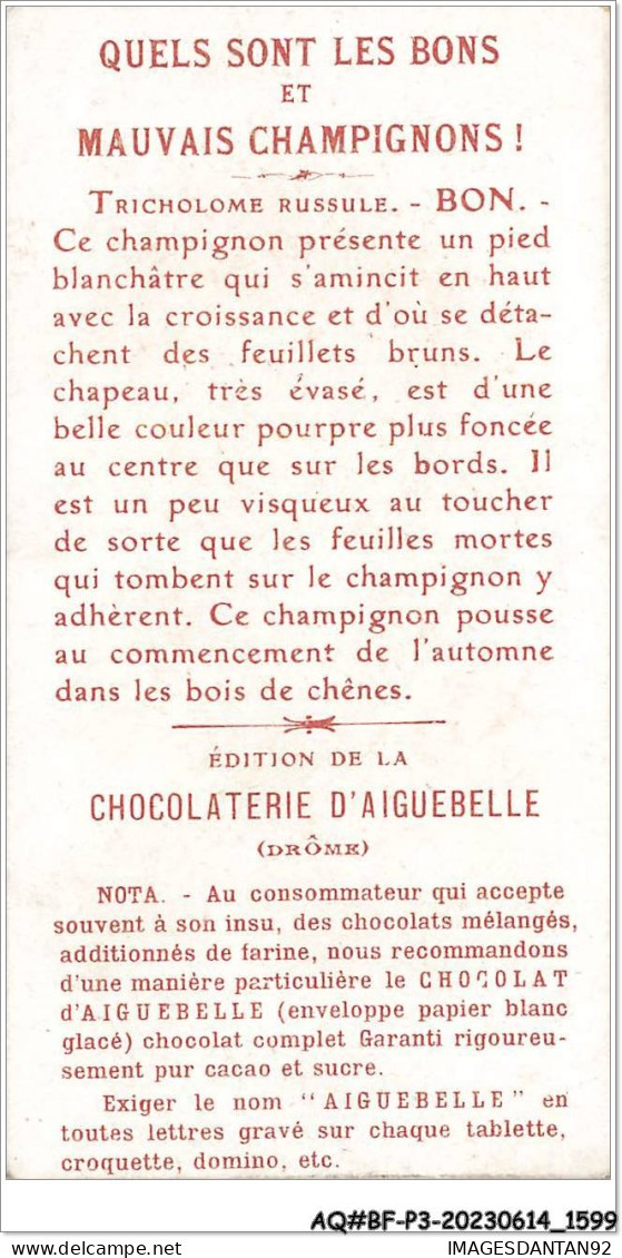 AQ#BFP3-CHROMOS-0797 - Chocolat D'Aiguebelle - Champignon - Tricholome Russule, Bon - Aiguebelle